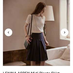 NWT Lenina Brown 100% ThickWool High Waist A-line Pleated Side Buttons Size M